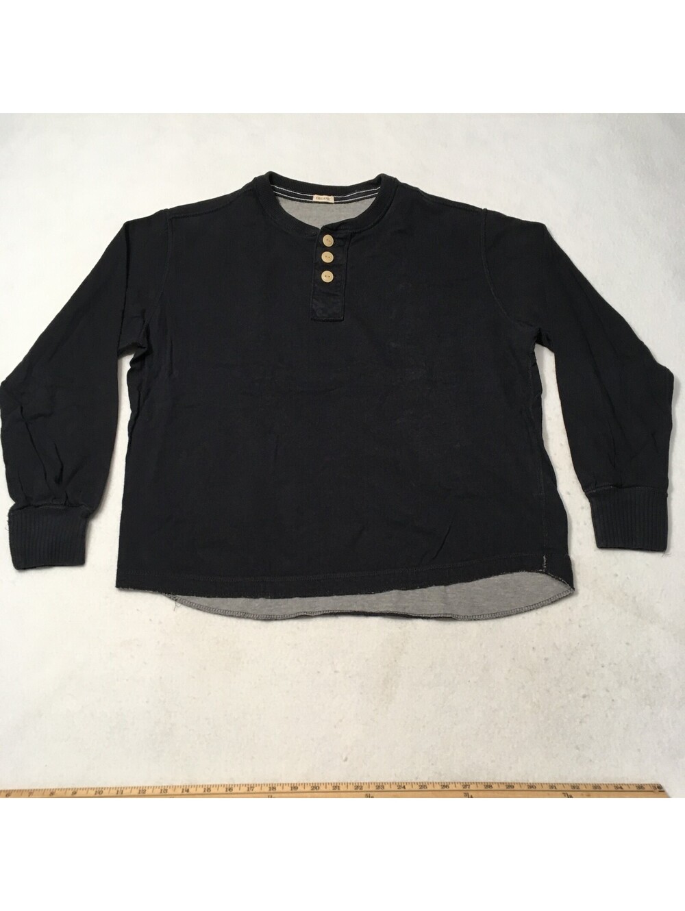 ORGANIC 1/4 BUTTON PULLOVER Cotton Medium BLACK